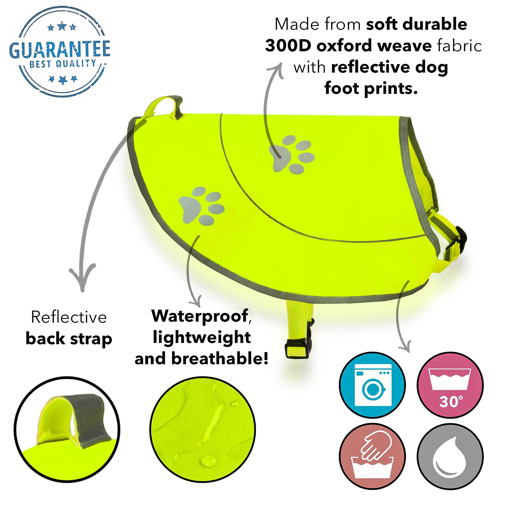 High Visibility Reflective Dog Hunting Vest - Safety Vest with Elastic Strap for Comfort, XX-Large Yellow - Perfect for Night Walks, Hunting & Outdoor Adventures