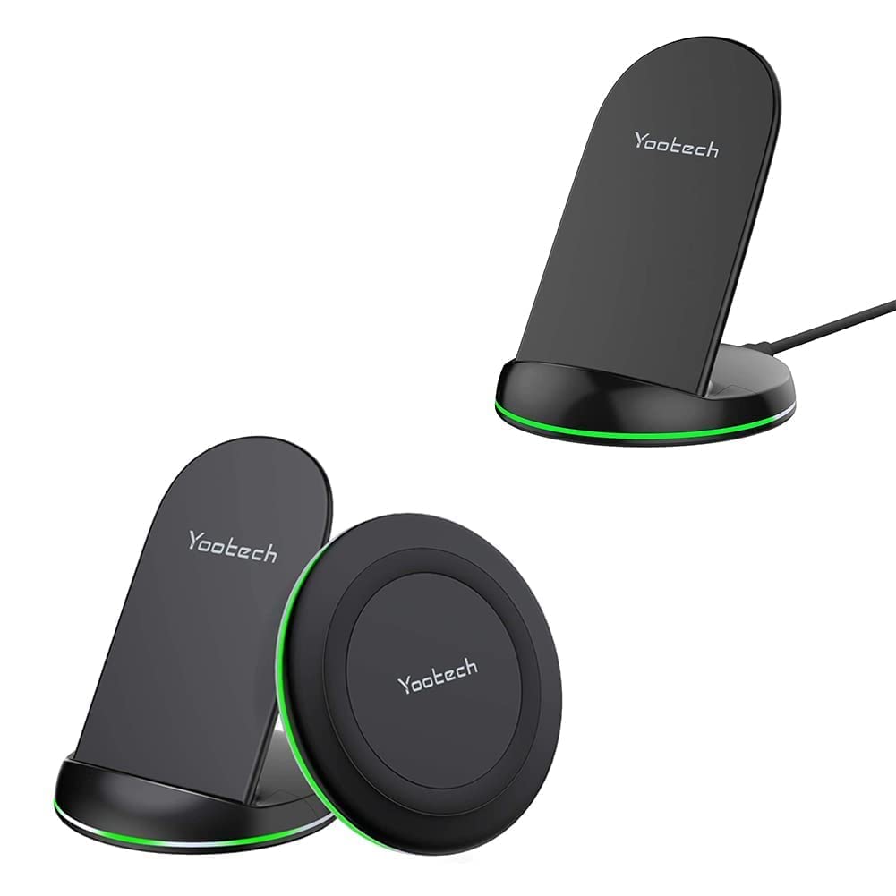 Yootech [3 Pack] Wireless Charger Bundle with Fast Charging Pad & Stand for iPhone, Samsung, AirPods - Perfect for Home, Office & Travel