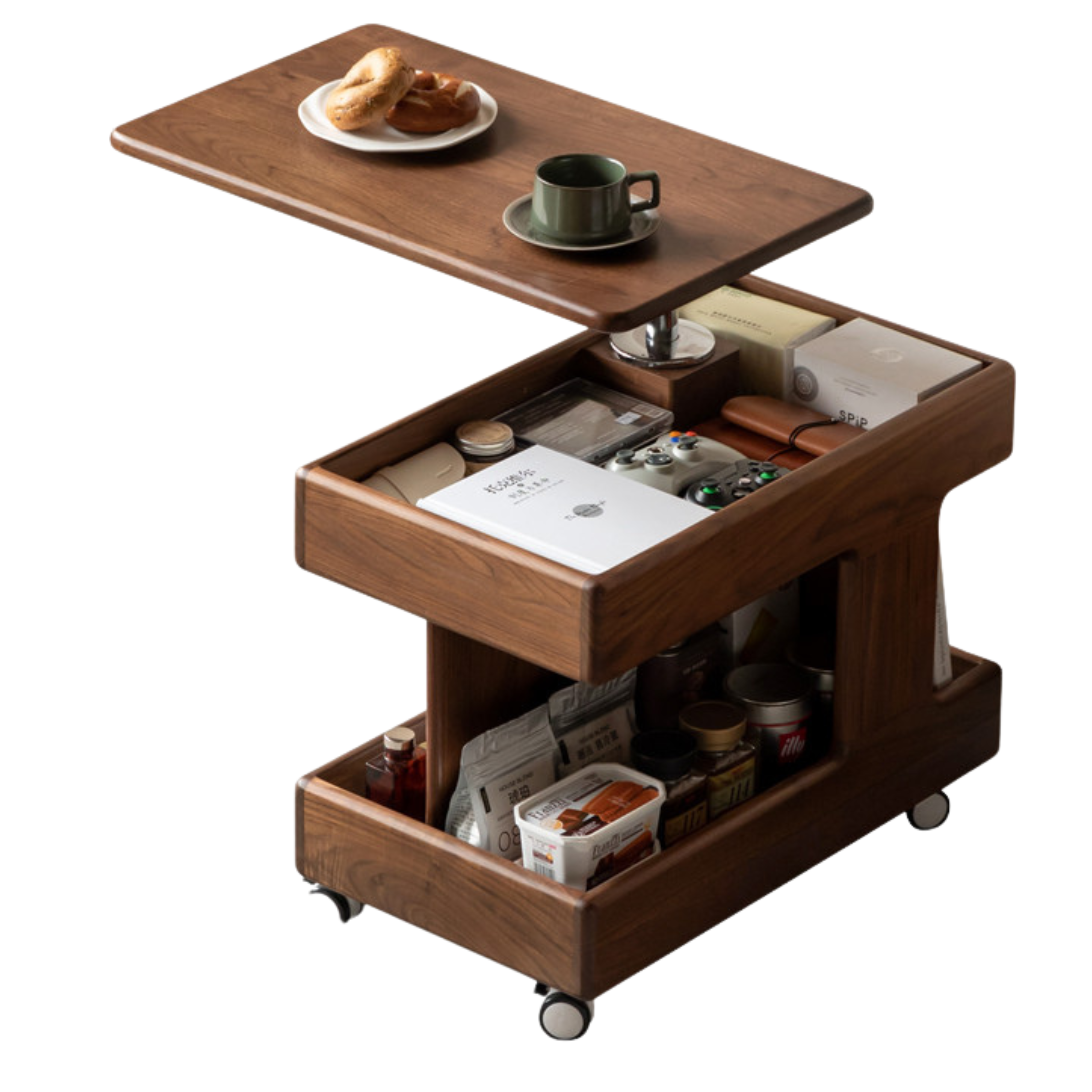 21.65-27.55х15.7х26.77 inch/ 55-70х40х68сm/ Rich dark walnut color/ Black Walnut lifting side table