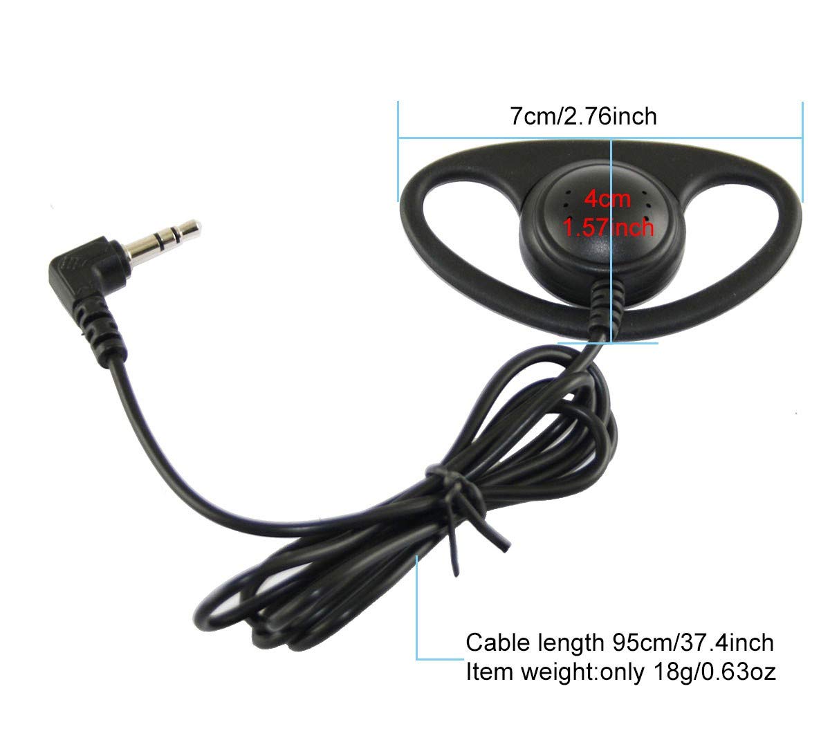 EXMAX 3.5mm Single Ear Hook Headphones - 10 Pack Mono D-Shape Ear Clip Headset for Tour Guide Systems, Audio Devices & Tablets - Perfect for Tour Guides, Call Centers & Hands-Free Listening