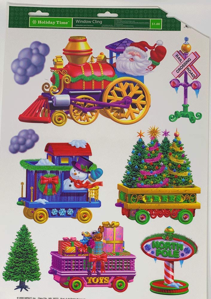 Boston Novelties Christmas Train Vinyl Window Clings - Holiday Decorative Stickers for Windows, Doors, Home, Vehicles & Windshields | Perfect for Seasonal Home Decor, Office Parties & Car Decoration
