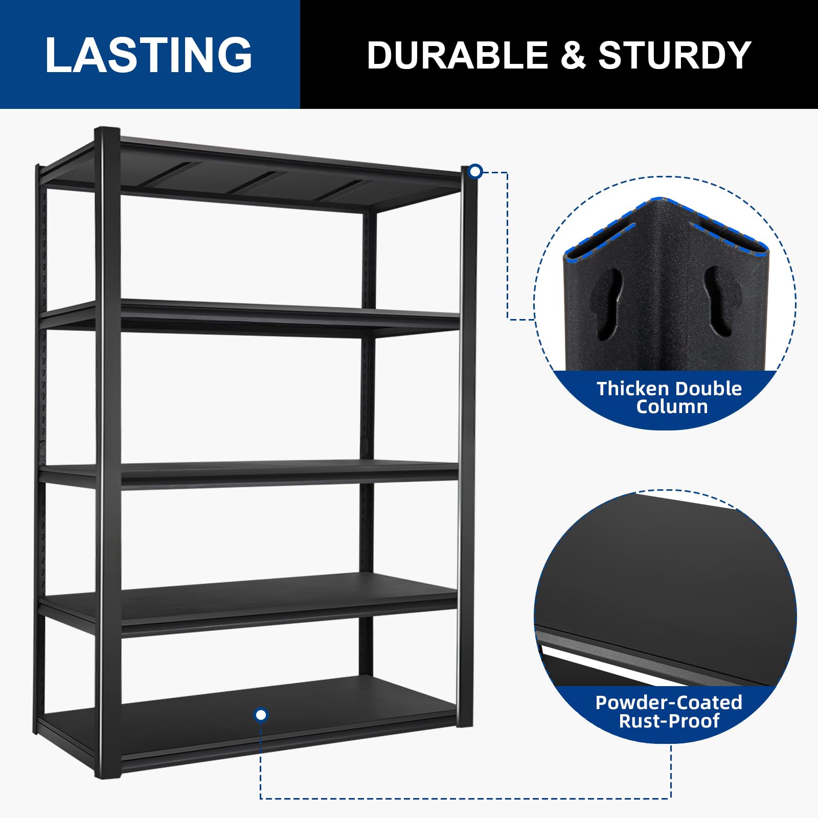 BILT HARD 3000 LBS Capacity 5-Tier Heavy Duty Metal Shelving Unit - 36