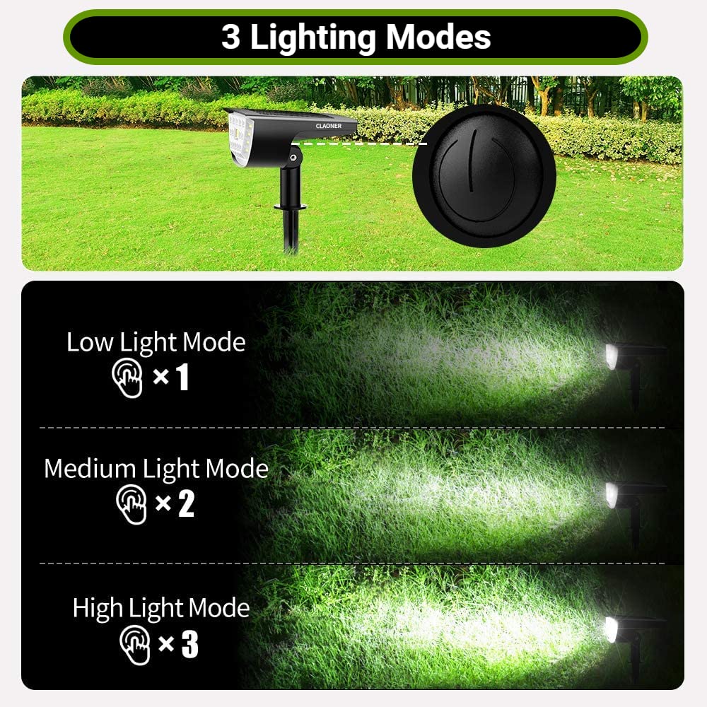 Solar Spot Lights Outdoor - 32 LED Waterproof IP65 Landscape Lighting with 3 Modes, 2-in-1 Flood & Spotlight for Yard, Garden, Backyard, Trees, Pathway (2 Pack) - Perfect for Patio Decor, Driveway Illumination & Holiday Lighting