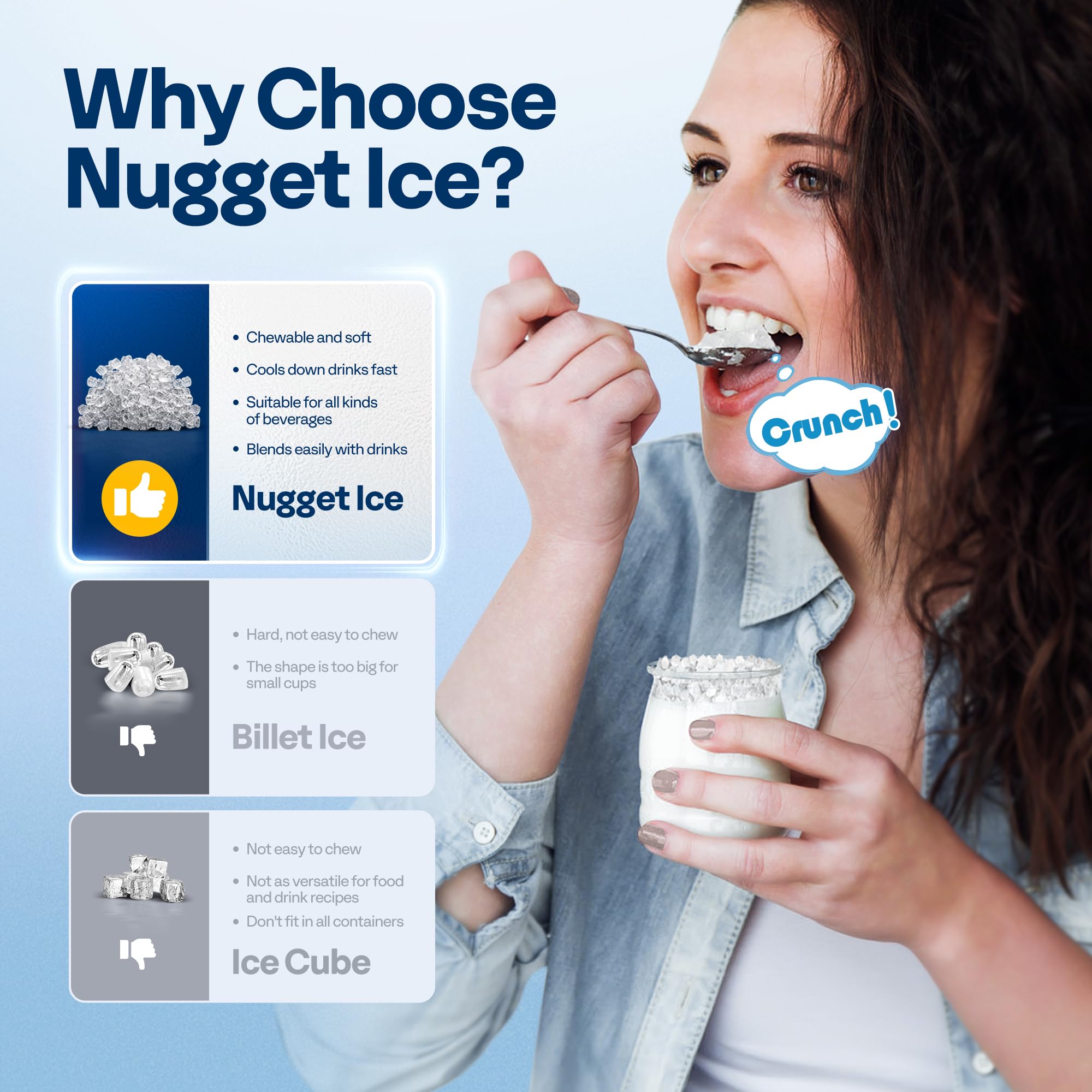 VIVOHOME Countertop Nugget Ice Maker Machine - 44lbs/Day Portable Pebble Ice Maker with Self-Cleaning, Soft Chewable Pellet Ice, Includes Scoop & 10 Ice Bags - Perfect for Home Kitchen, Office, RV, Camping, Parties & Outdoor Adventures