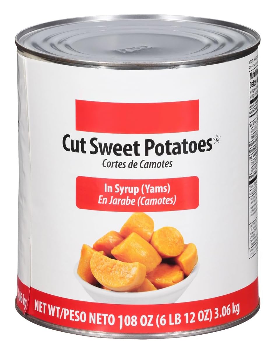 Premium Classic Cut Yams/Sweet Potatoes in Syrup - 108oz Can (3.06kg) | Kosher Certified | Perfect for Holiday Meals, Baking & Healthy Side Dishes