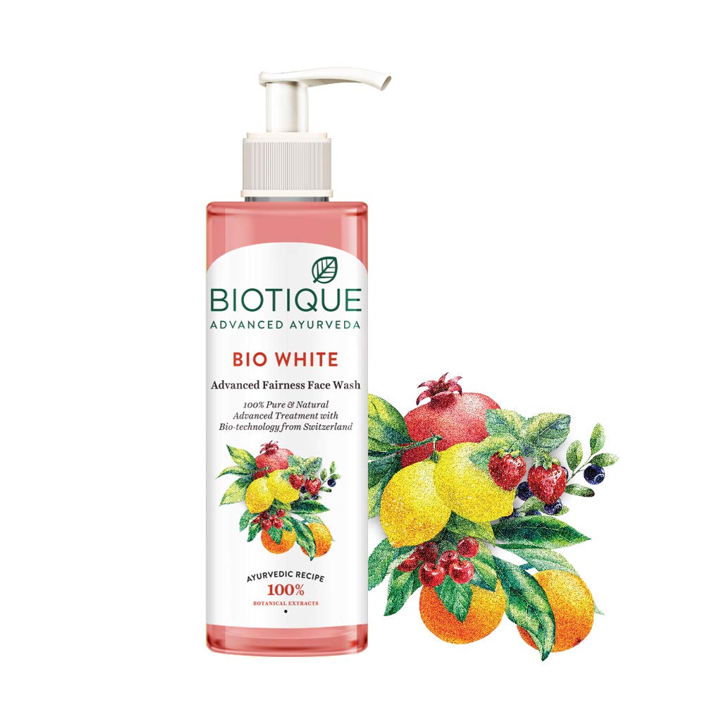 Biotique Fruit Brightening Face Wash - Ayurvedic Organic Cleanser with Swiss Technology | 100% Natural Botanical Extracts for All Skin Types | 200ml | Brightens & Revitalizes Skin for Daily Glow