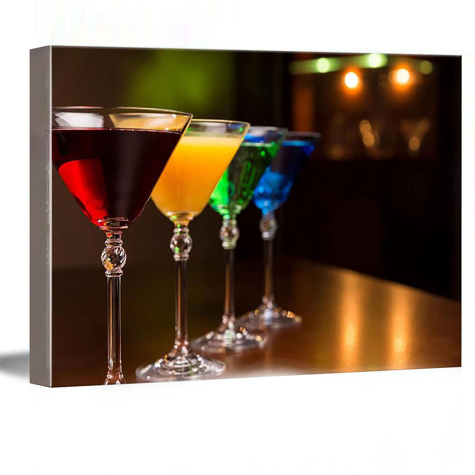 Tropical Cocktails Canvas Wall Art - 16''x24'' Framed Modern Bar Decor for Home, Kitchen & Dining Room - Chic Cocktail Print Art Perfect for Parties & Entertaining