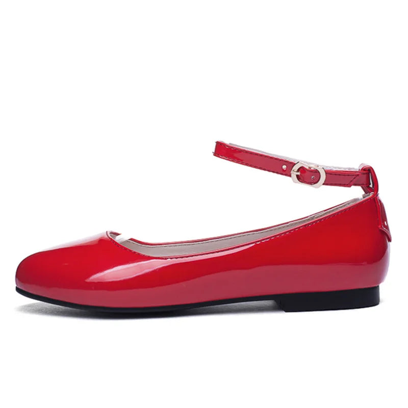 Spring Women's Flat Loafers - Casual Elegant Shoes with Ankle Straps | Red, Pink & White Footwear | Perfect for Daily Wear, Office & Dance Parties | Comfortable Slip-On Shoes for Women
