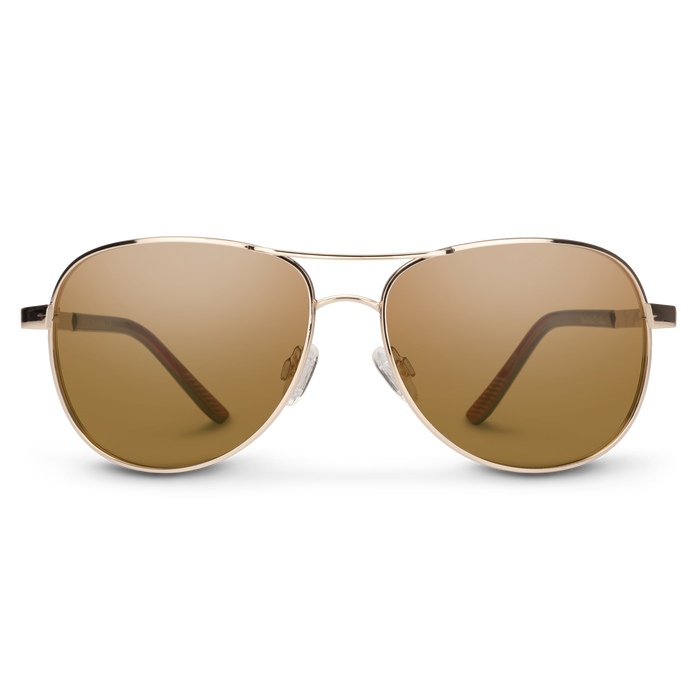 Aviator Sunglasses Gold Frame with Polarized Brown Lenses - UV Protection for Driving, Outdoor Sports & Travel