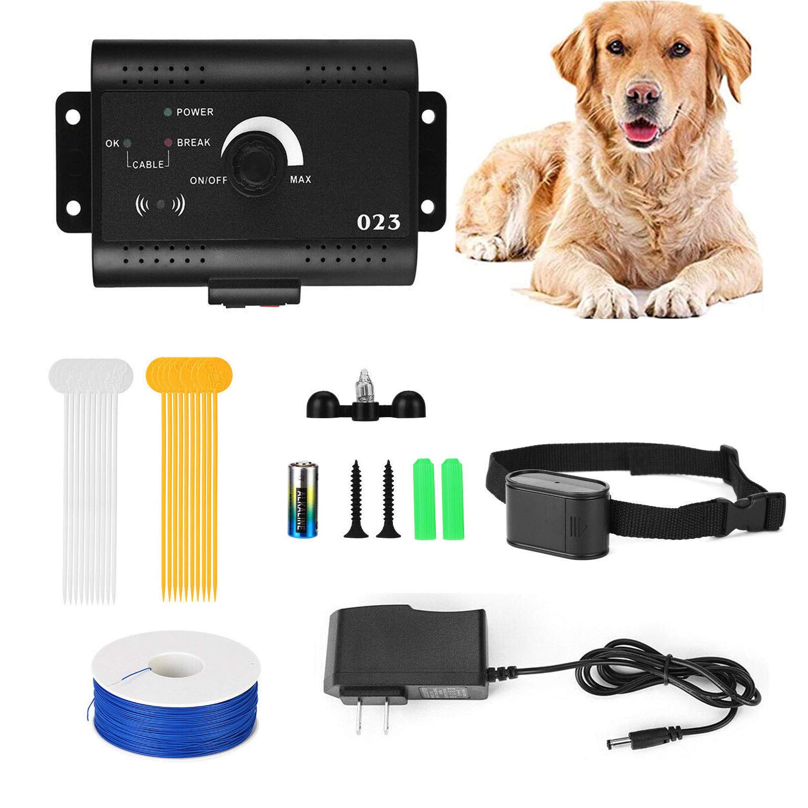 Electric Dog Fence System - 300m In-Ground Pet Containment with Waterproof Training Collar | Shock & Tone Correction | Safe & Harmless for All Dogs | Perfect for Backyard & Large Yard Dog Training