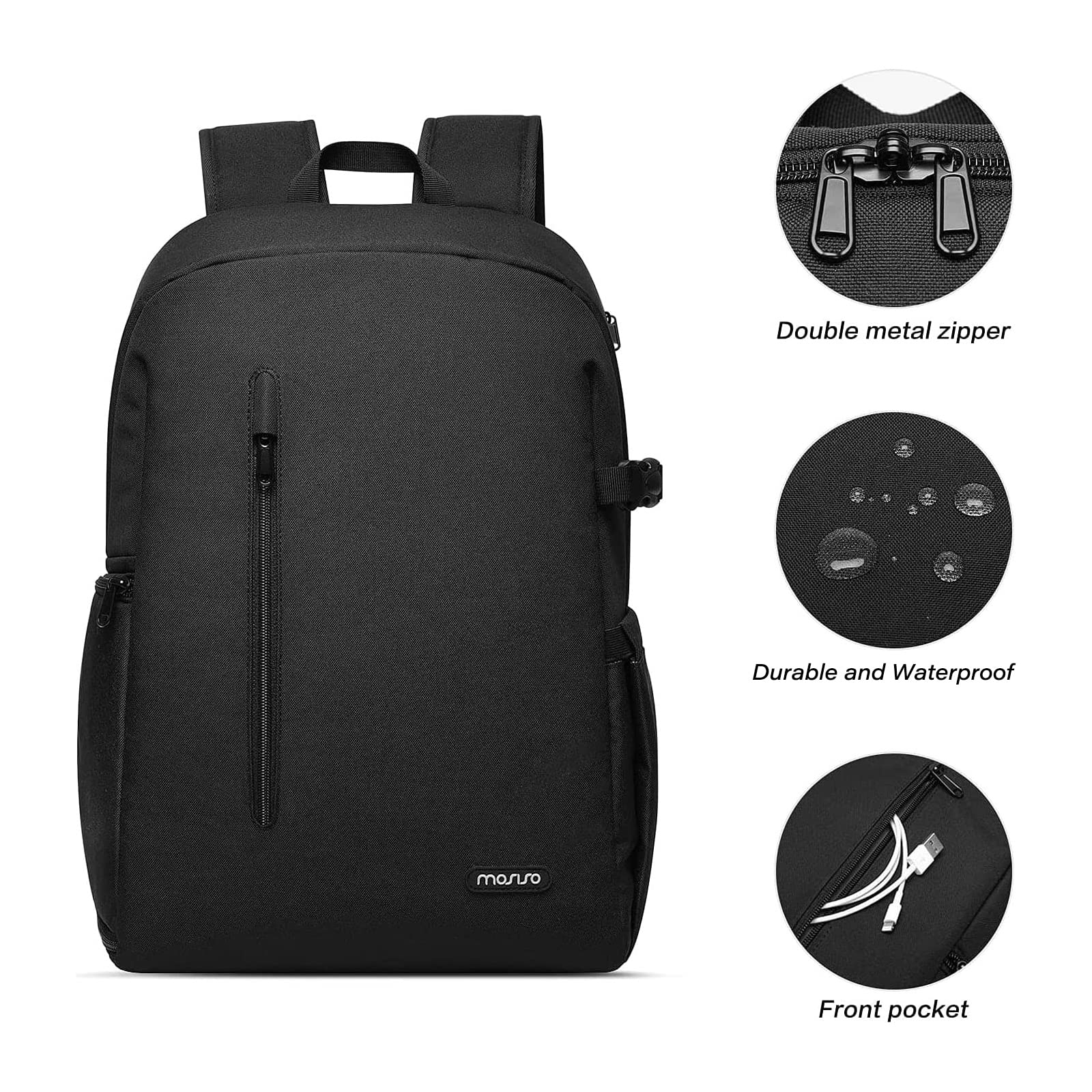 MOSISO DSLR Camera Backpack - Waterproof SLR/Mirrorless Photography Bag with Quick Side Access & Tripod Holder, Fits 15-16 Inch Laptop - Compatible with Canon Nikon Sony Cameras (Black) - Perfect for Travel, Hiking, and Professional Photography
