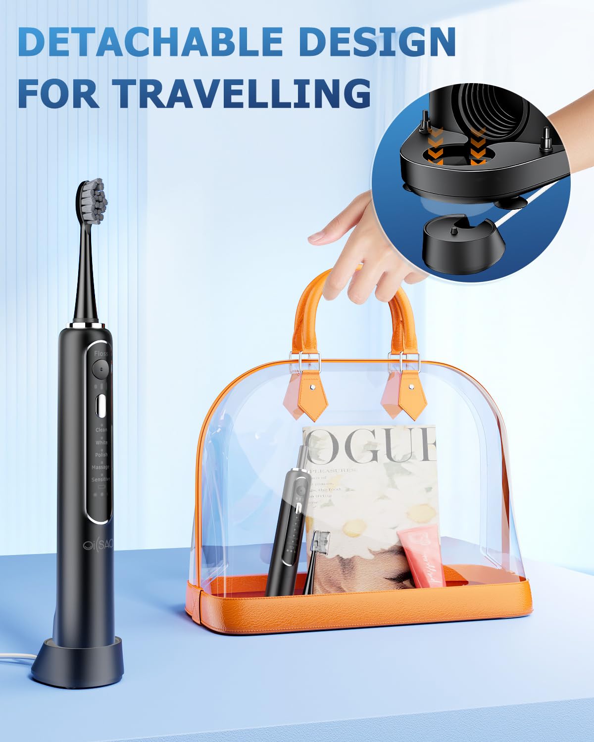 Professional Electric Toothbrush with Water Flosser Combo - 5 Brush Heads for Deep Teeth Cleaning & Gum Care | Perfect for Travel, Home Use & Dental Hygiene Routine (Black)