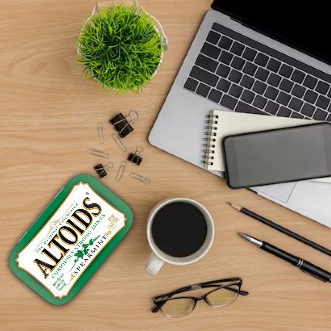 Altoids Spearmint Curiously Strong Mints - 1.76 Ounce Tin (Pack of 2) - Fresh Breath Mints for Office, Travel & Everyday Use - Includes Deal Dave Card