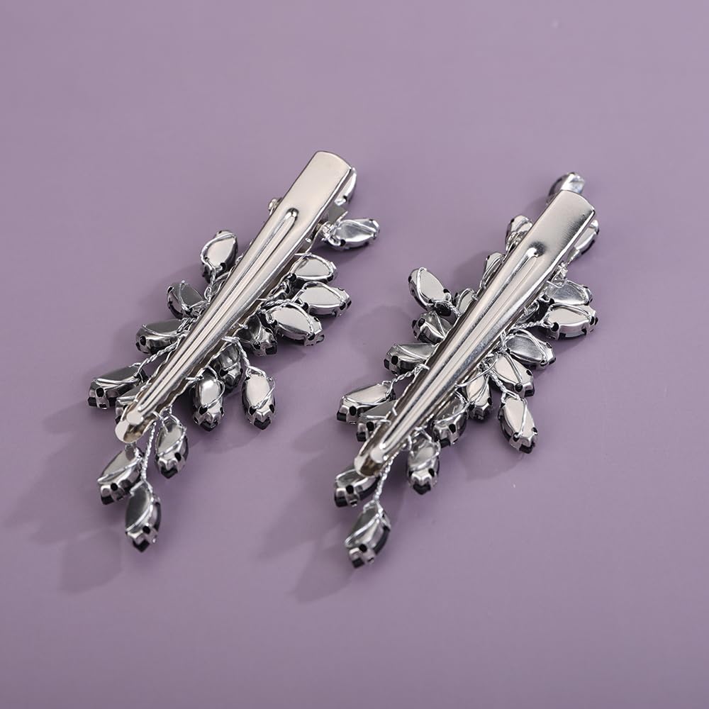 Sparkly Black Rhinestone Bridal Hair Clips - Crystal Wedding Hair Barrette for Women - Elegant Decorative Hair Accessories & Jewelry - Perfect for Weddings, Prom, Parties & Special Occasions