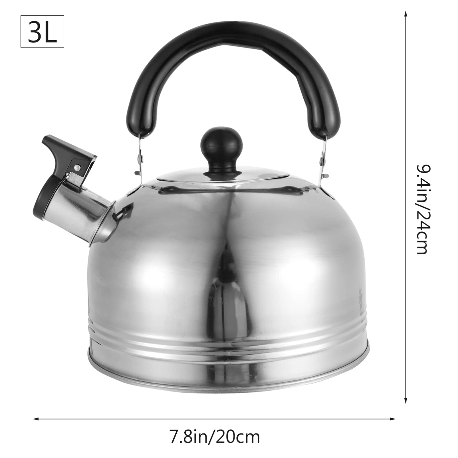 **Hemoton 1-Piece Stainless Steel Whistling Tea Kettle - Modern Gas Stove Water Boiler for Tea, Coffee & Hot Chocolate - Portable & Durable for Home, Camping & Office Use**