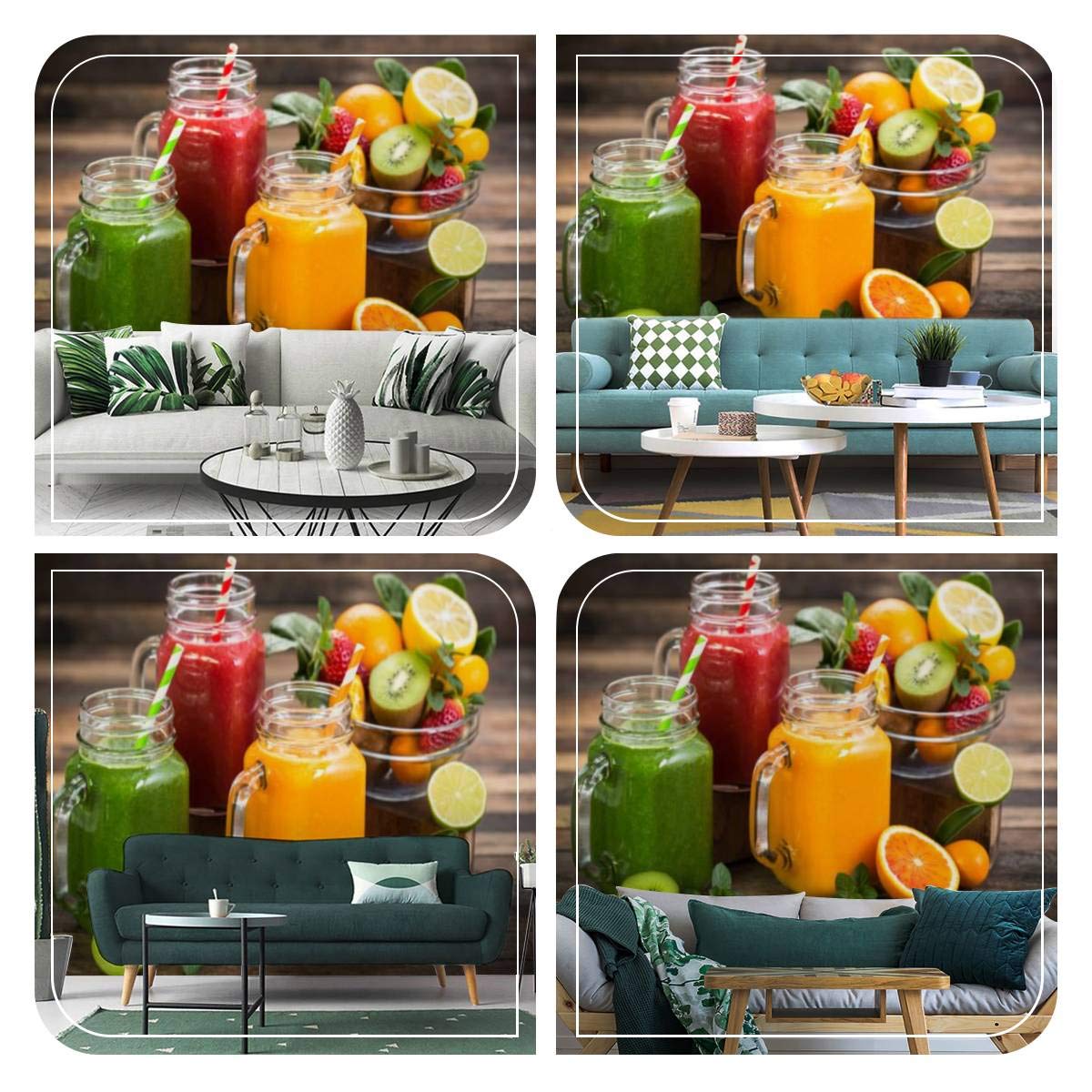 3D Self-Adhesive Wallpaper - Healthy Fruit & Vegetable Smoothie Design with Oranges - Peel and Stick Wall Mural for Bedroom, Living Room, Dorm Decor - Easy DIY Ceiling & Wardrobe Stickers - Perfect for Home, Office, and Cafe Wall Decoration
