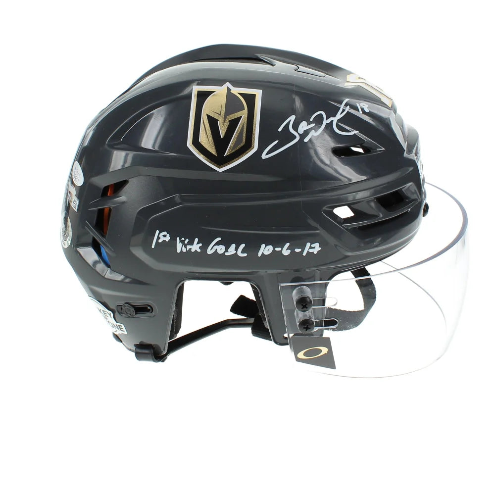 Authentic James Neal Signed Vegas Golden Knights Game-Used Grey Hockey Helmet with 