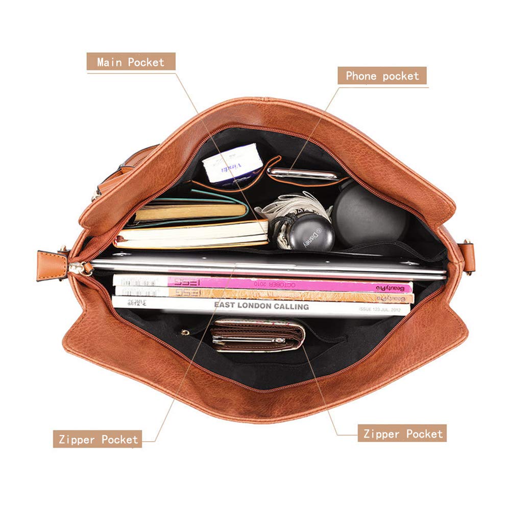MINTEGRA Women's PU Leather Hobo Shoulder Bag - Large Capacity Tote & Crossbody Purse for Work, Travel & Everyday Use