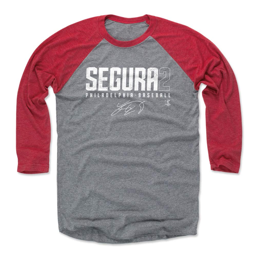 500 LEVEL Jean Segura 3/4 Sleeve Raglan Baseball T-Shirt - MLB Player Jersey Style Top for Men - Perfect for Game Day, Fan Events & Casual Wear