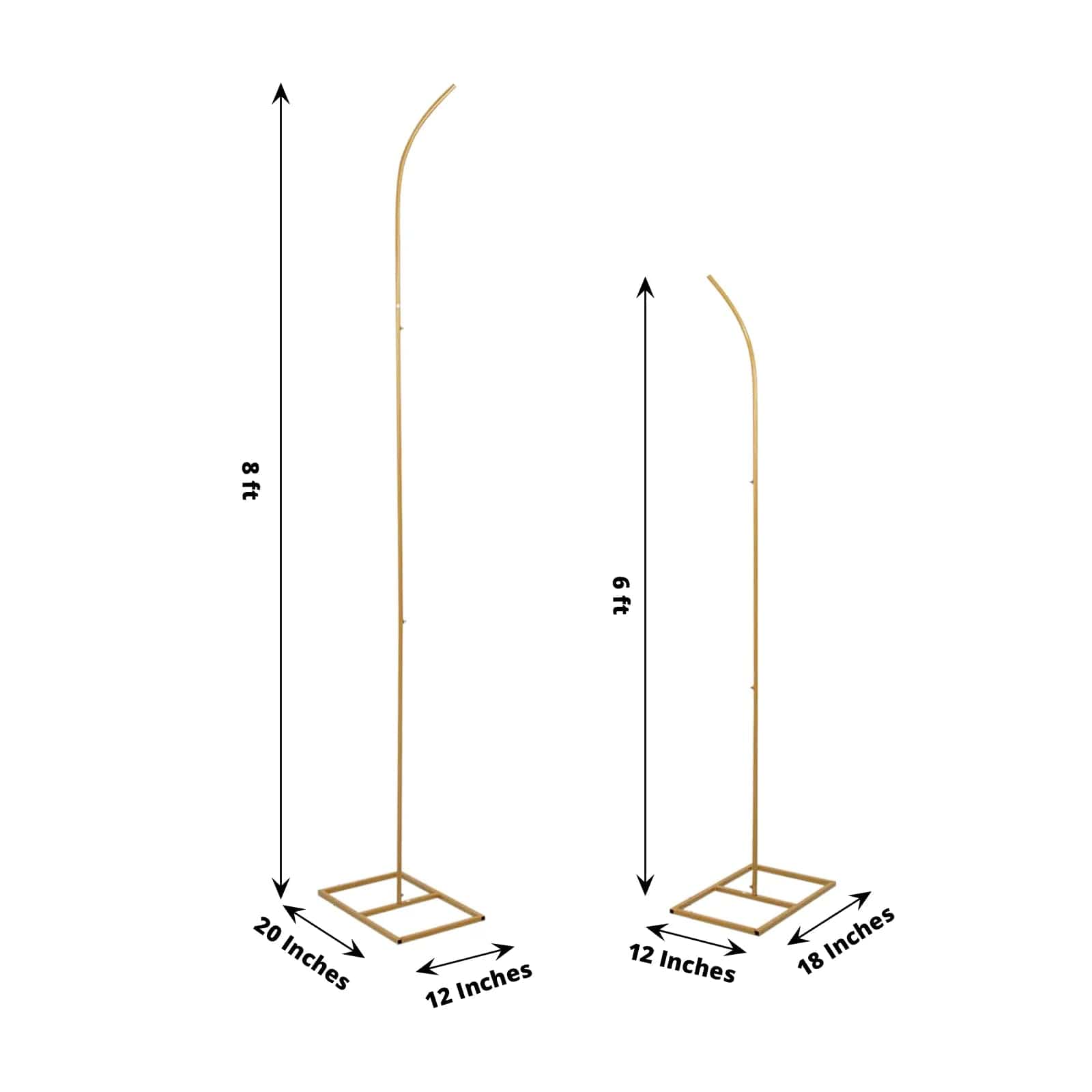 2 Pack Gold Curved Metal Floral Display Frames - Wedding Arch Backdrop Stand Set for Ceremony Decor, Photo Booth Background, Garden Party Decorations