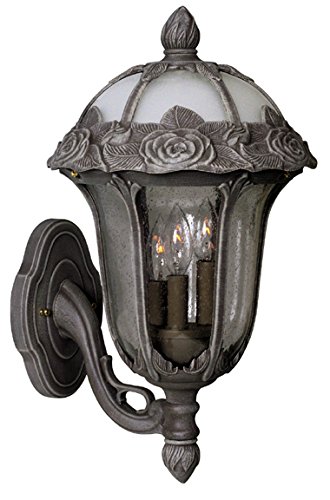 Special Lite F-2717-SW-SG Rose Garden Bottom Mount Light Fixture with Seedy Glass - Medium Size in Swedish Silver Finish | Perfect for Porch, Patio & Garden Lighting