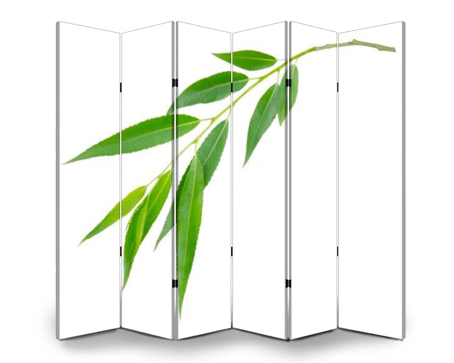 6-Panel Willow Branch Room Divider with Green Leaves - Freestanding Folding Privacy Screen for Indoor/Outdoor Use - Perfect for Home Office, Bedroom Partition, and Event Space Separation