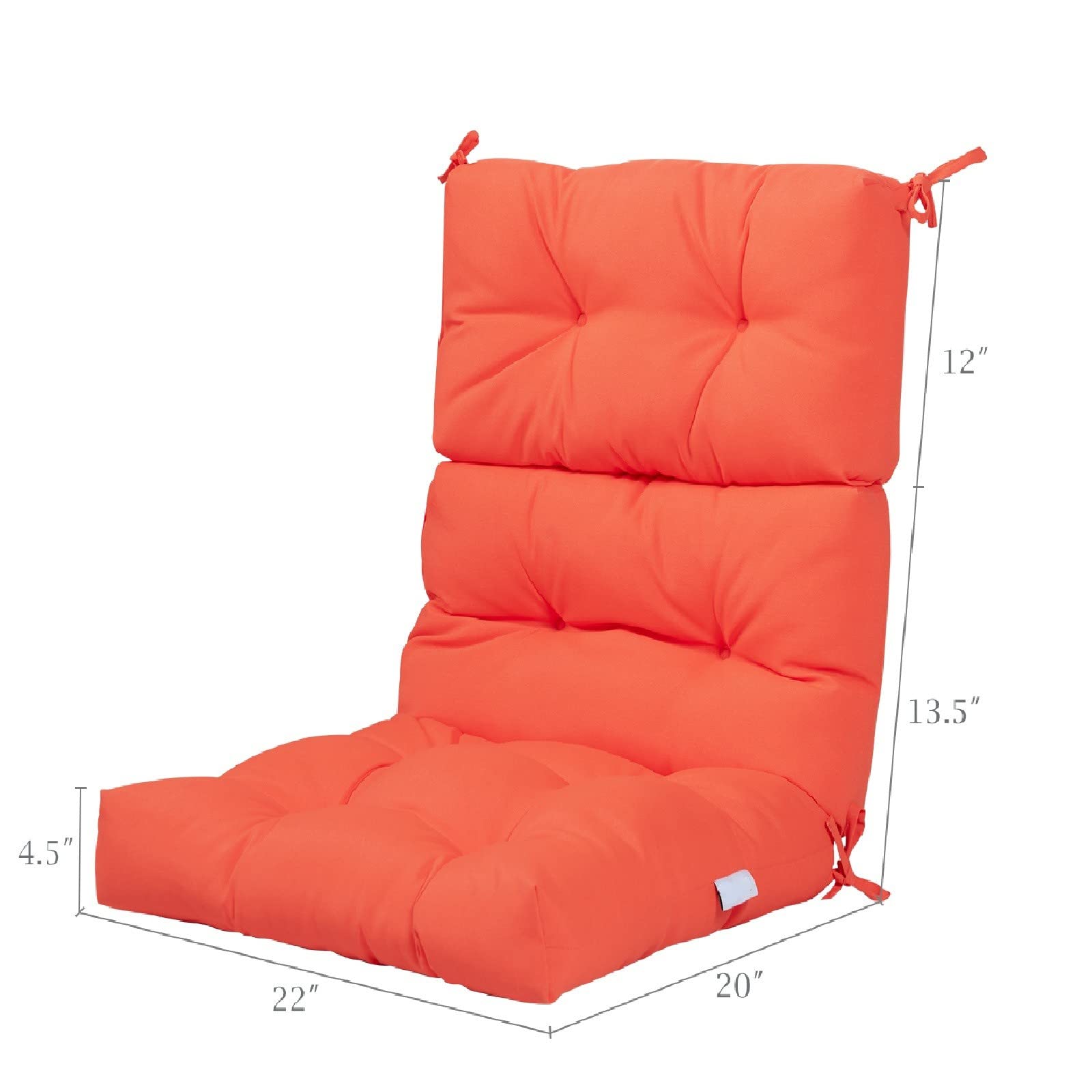 **Tangkula High Back Patio Chair Cushion Set of 2 - Tufted Non-Slip Rocking Glider Replacement Seat Pads with Ties for Indoor & Outdoor Wicker Furniture (Orange) - Perfect for Porch, Garden, and Poolside Relaxation**