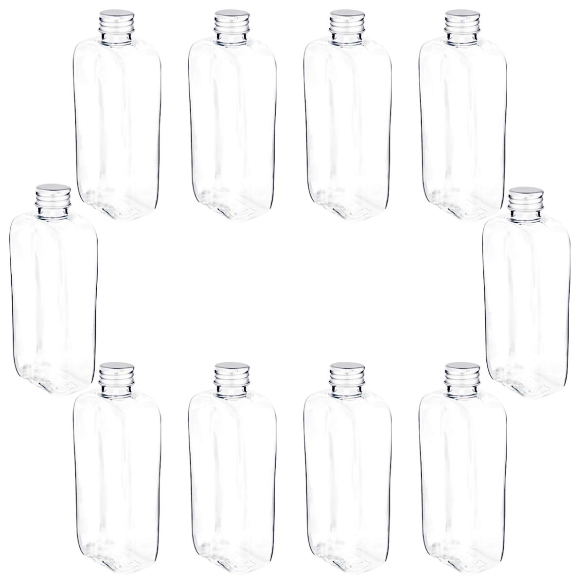 Hemoton 10 Pack Plastic Drink Bottles with Lids - Empty Beverage Containers for Water, Juice, Milk, Shampoo & Lotion - Travel-Friendly Spiral Design for DIY, Refills & On-the-Go Use