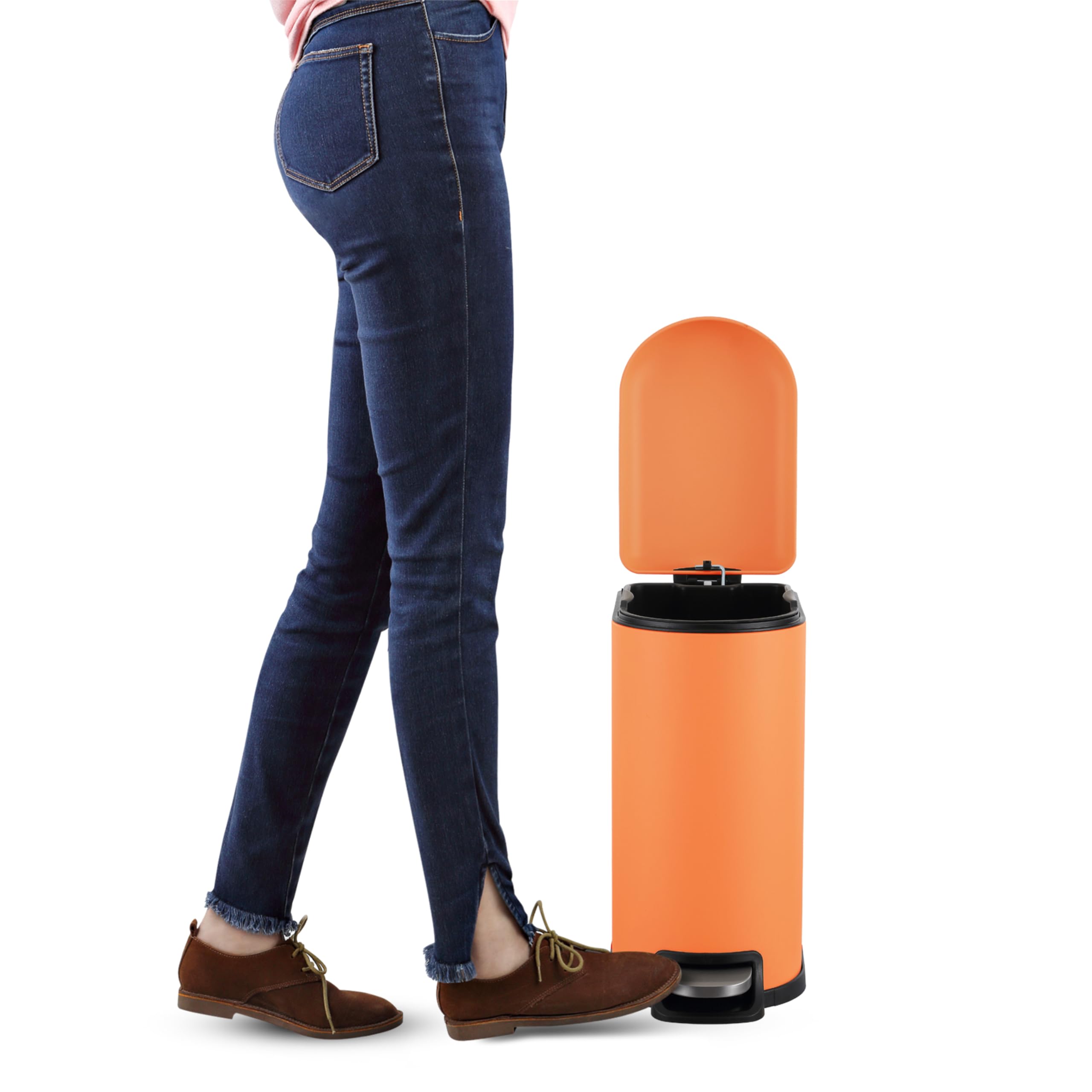 Happimess HPM1009K Roland Mini 2.6-Gallon Step Trash Can with Soft-Close Lid - Fingerprint Resistant, Modern Minimalist Design for Kitchen, Bathroom, Office & Home - Perfect for Small Spaces & Waste Disposal
