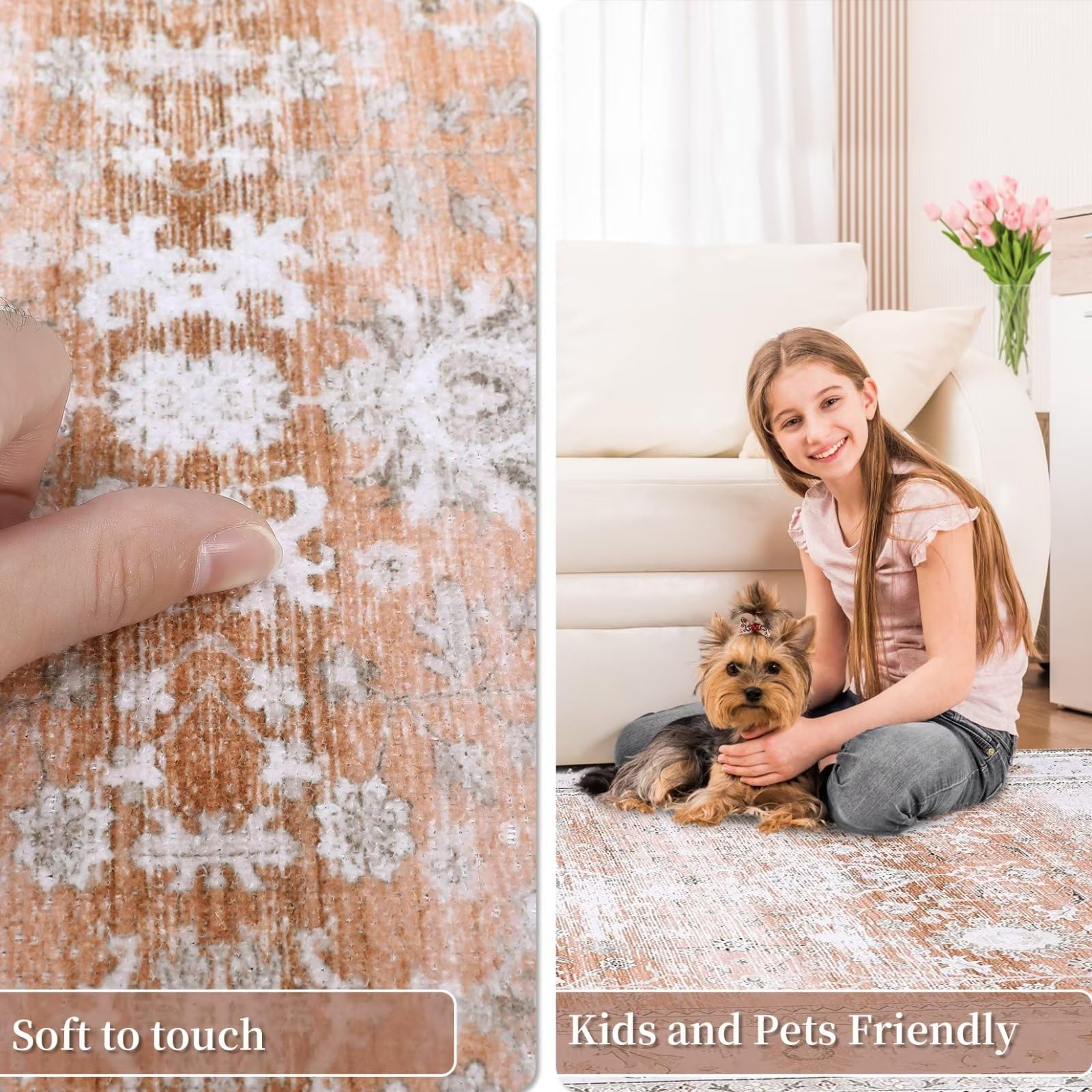 GARVEE 2x6 Runner Rugs - Soft Washable Boho Indoor Carpet for Living Room, Bedroom, Dining Room, Kitchen, Office & Nursery | Foldable Easy Care Floor Mat - Perfect for High Traffic Areas & Cozy Home Decor