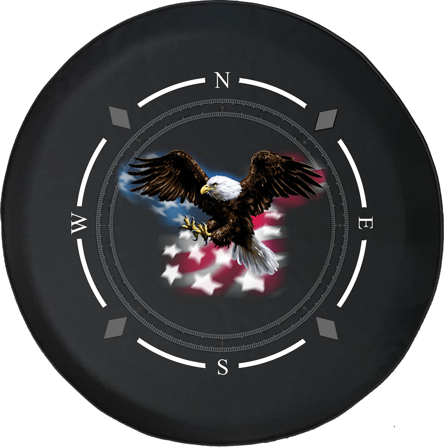 Premium Spare Tire Cover with Compass & Bald Eagle Design - Fits SUV, Trailer, RV & Most Vehicles - Durable Wheel Protector for Off-Road Adventures & Camping Trips