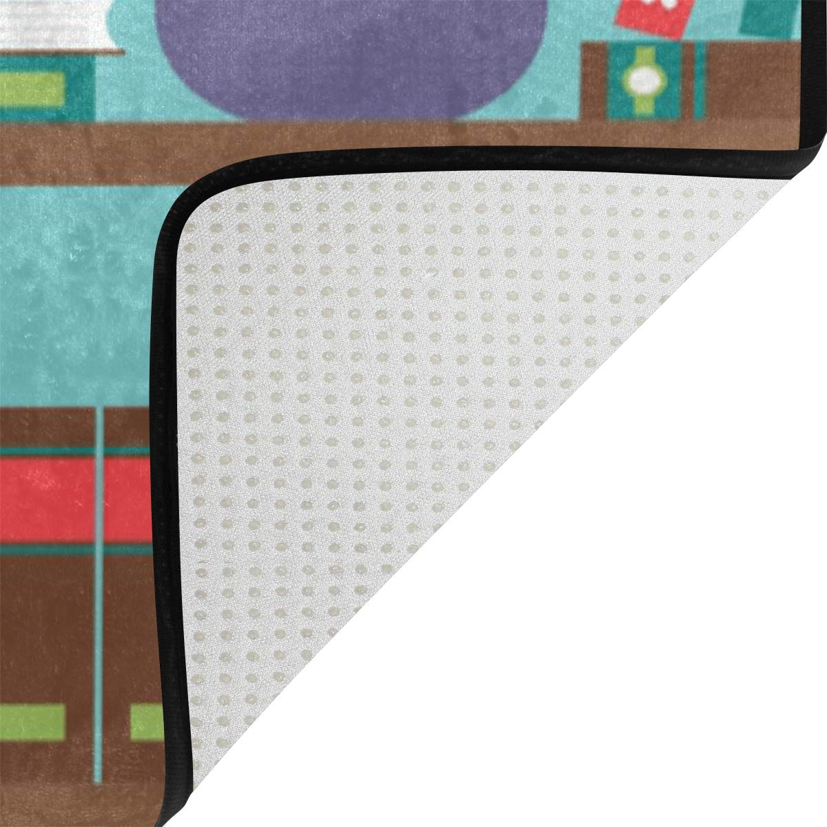 ALAZA Cartoon Stylish Bookshelf Bookworm Area Rug - 7' x 5' Non-Slip Living Room & Bedroom Rug - Perfect for Kids Room, Nursery, and Reading Nook Decor