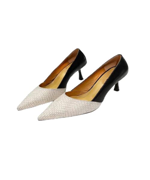 Mengchengying Women's Kitten Heels - Pointed Toe Pumps Slip On Dress Shoes - Leather Mid High Heels for Work, Office & Party Wear - Comfortable Professional Stiletto Heels for Women