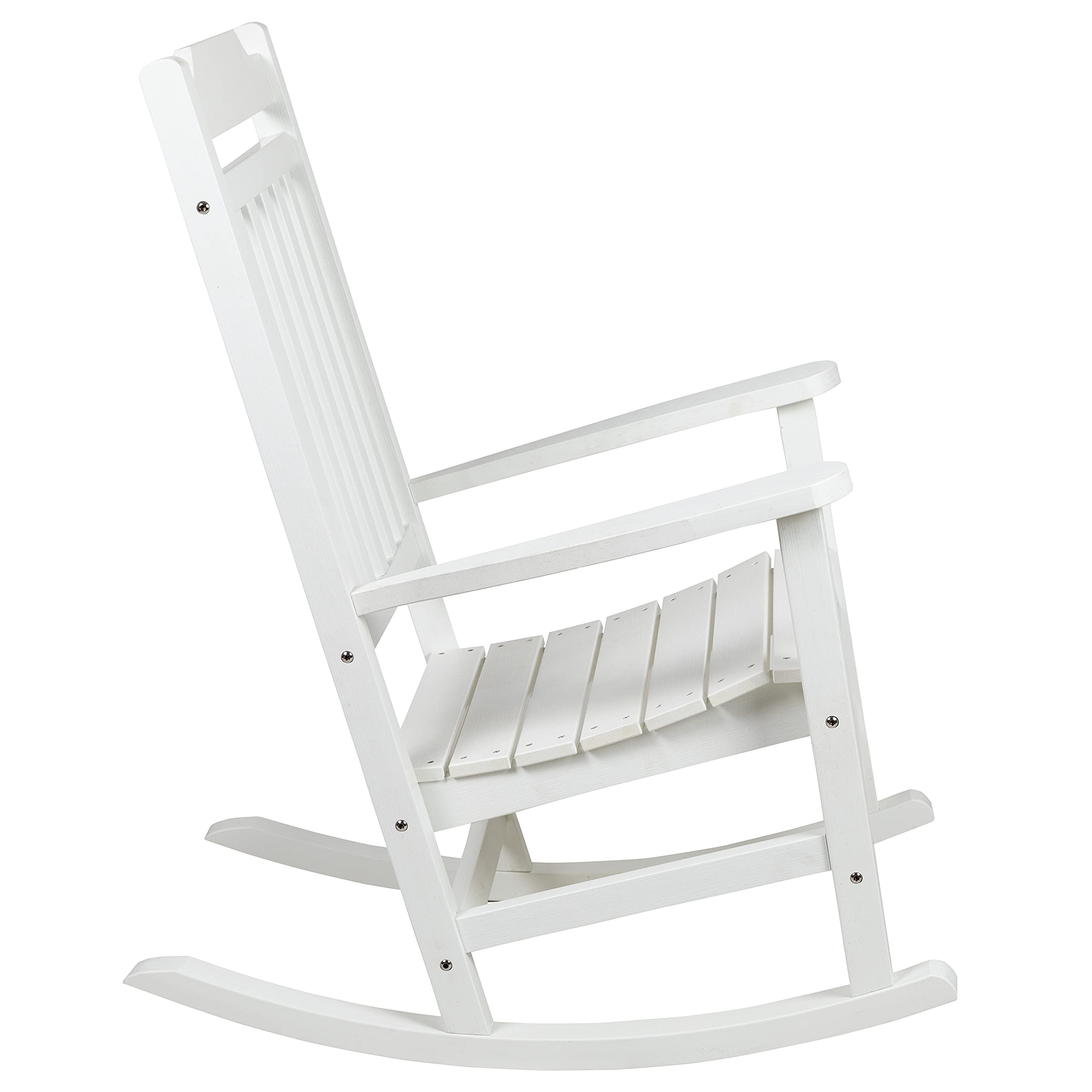 All-Weather Poly Resin Rocking Chair in White - Durable Outdoor Patio Furniture for Garden, Porch & Poolside Relaxation