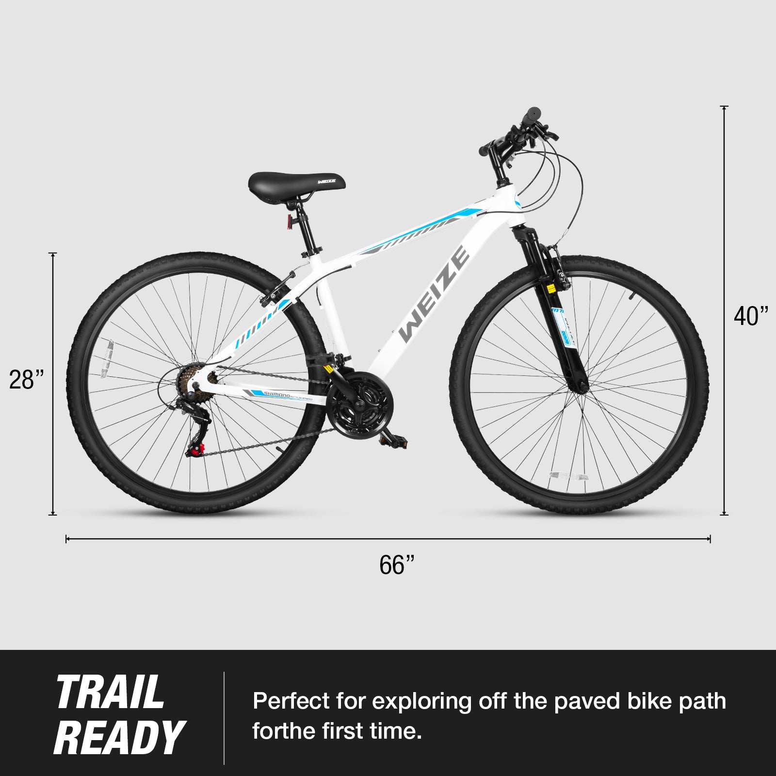 WEIZE 29 Inch Hardtail Mountain Bike for Men & Women - 21 Speed Trigger Shifter, Lightweight Aluminum Frame, Comfort Saddle & Suspension Fork - Perfect for Trail Riding, Commuting & Outdoor Adventures