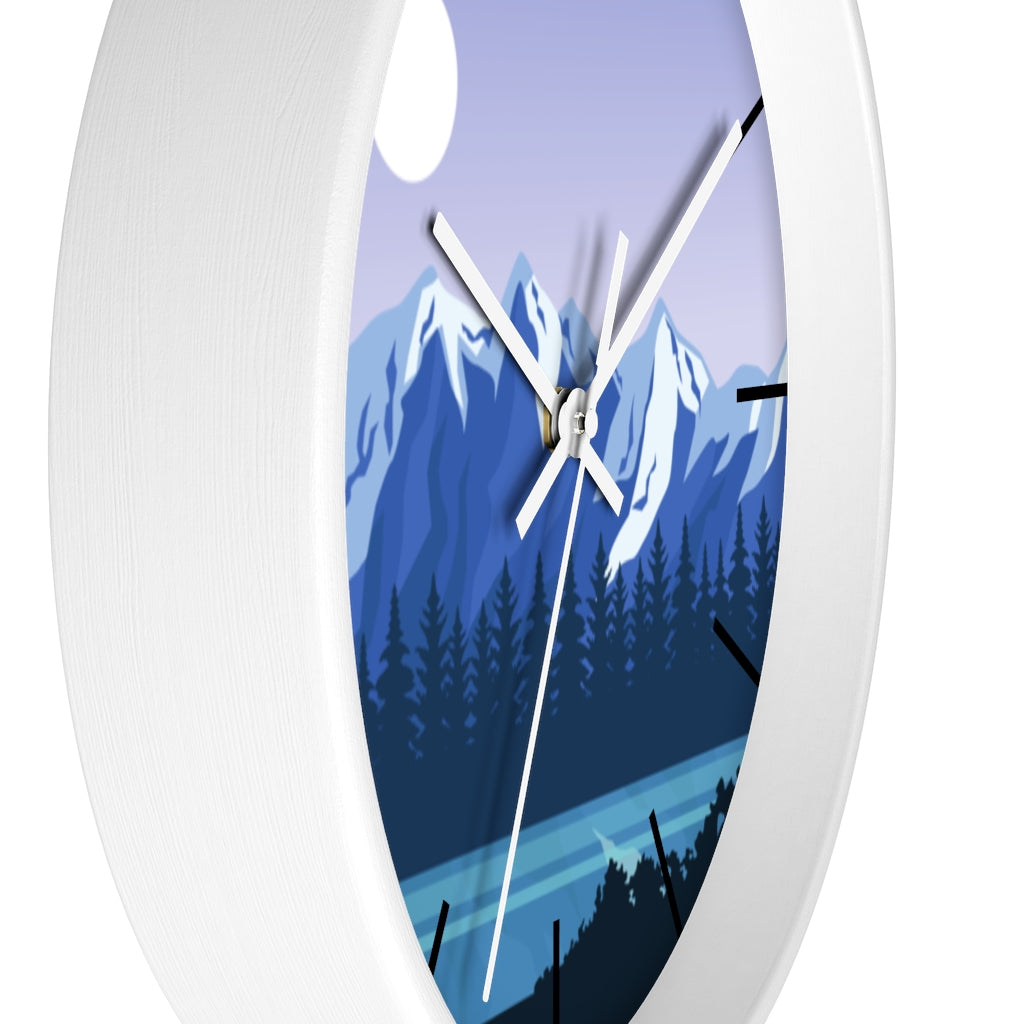 Blue Mountain Wall Clock - Large Silent Non-Ticking Modern Decor for Living Room, Bedroom & Office - Perfect for Home, Office & Gifts