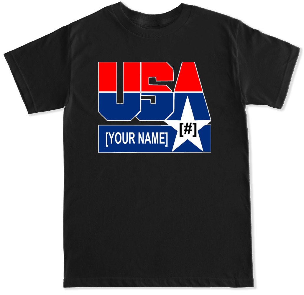 Custom Personalized Men's T-Shirt with USA Flag & Name/Number - American Patriotic Graphic Tee for Casual Wear, Sports & Gifting