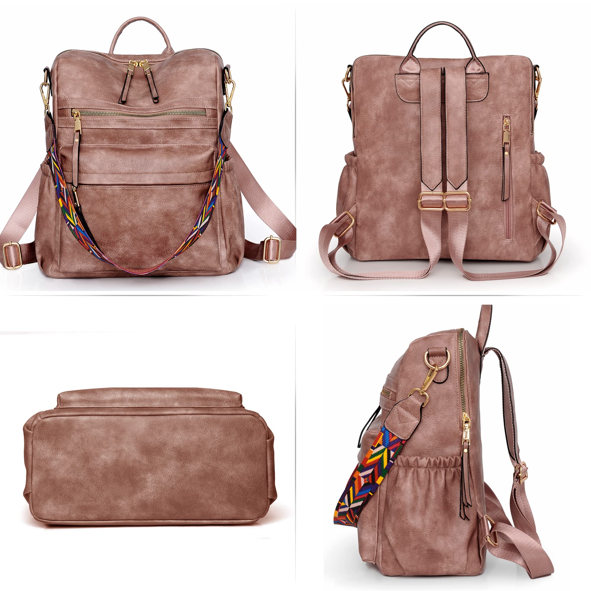 Dora & Liz Women's Leather Backpack Purse - Stylish Travel Shoulder Bag for Ladies, Fashionable Designer Handbag for Work, School & Daily Use
