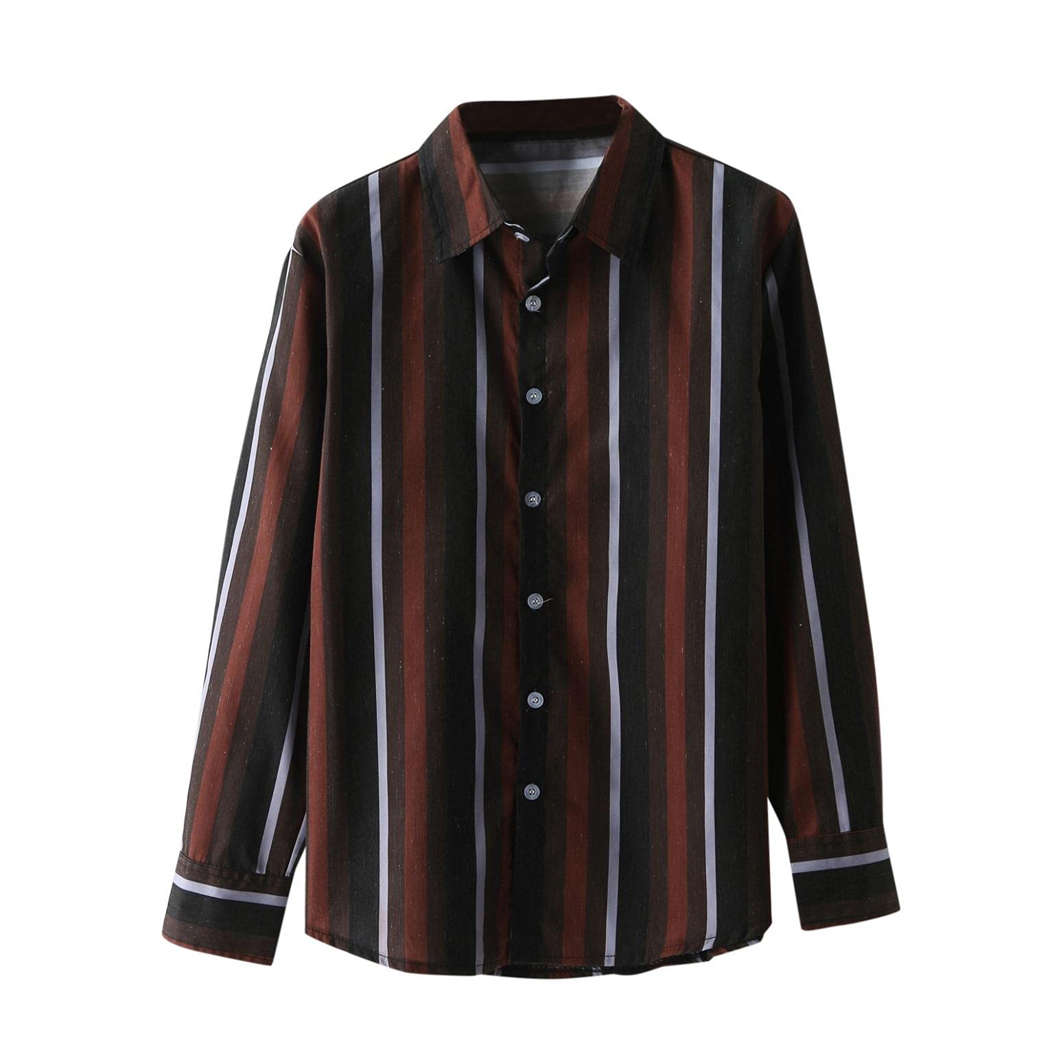 Men's Slim Fit Vertical Striped Dress Shirt - Long Sleeve Casual Button Down Oxford Shirt for Business & Office Wear - Stretch Comfort Fabric for Professional Style (Camisas Hombre) - Perfect for Work, Interviews, and Formal Occasions