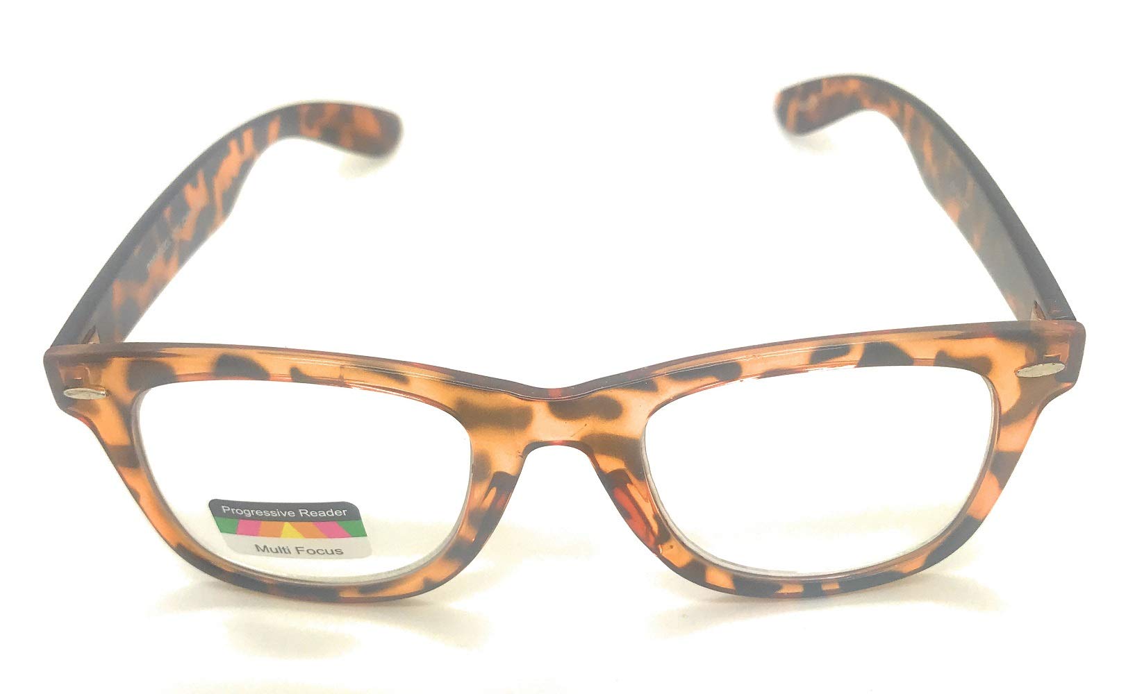 Progressive Reading Glasses for Men & Women - 3 Power Levels in 1 - Square Horn Rim Eyewear - Perfect for Reading, Computer Work & Close-Up Tasks