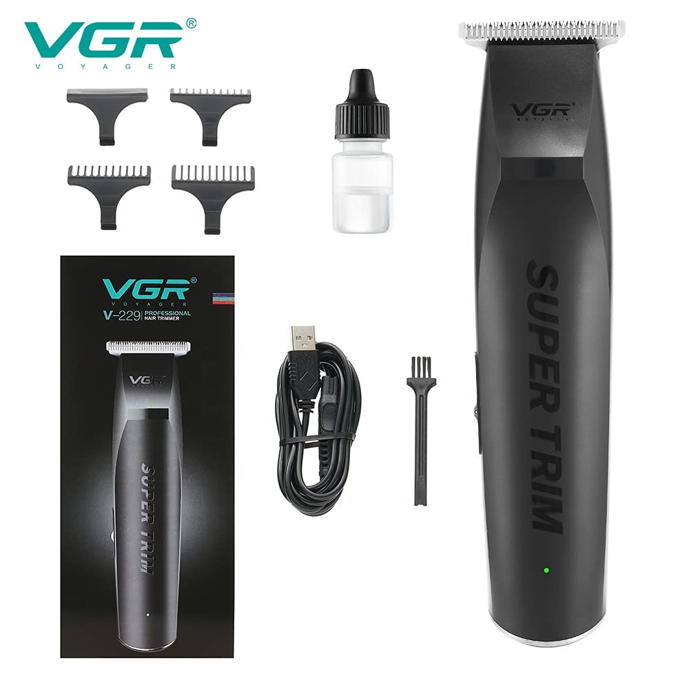 VGR V-229 Professional Men's Electric Hair Clipper & Beard Trimmer - USB Rechargeable Cordless Hair Cutting Kit with Adjustable Blades for Home Barbering & Self Grooming - Perfect for Travel, Salon & DIY Haircuts