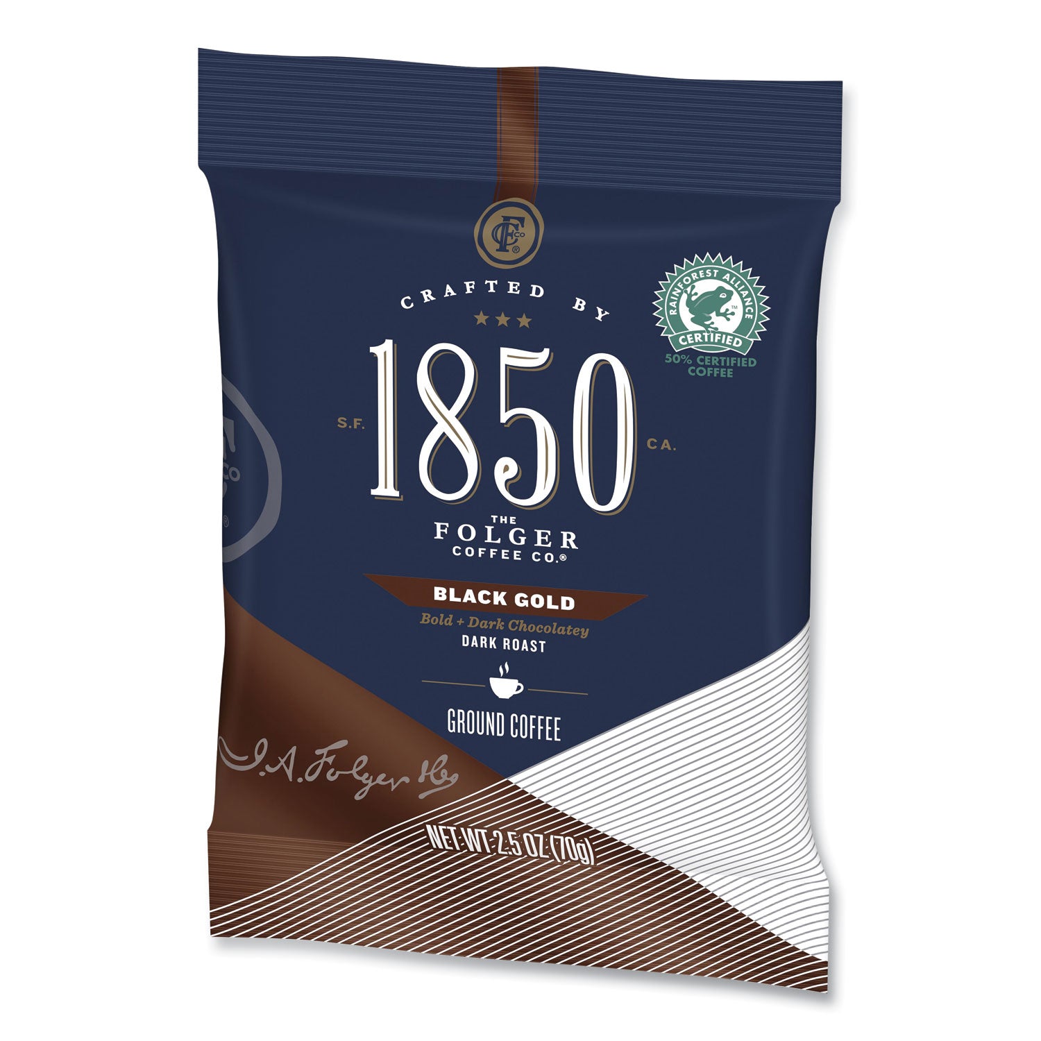 Premium 1850 Coffee Fraction Packs - Black Gold Dark Roast (2.5 Oz, 24 Packs/Carton) | Rich & Bold Flavor for Office, Camping & Home Brewing