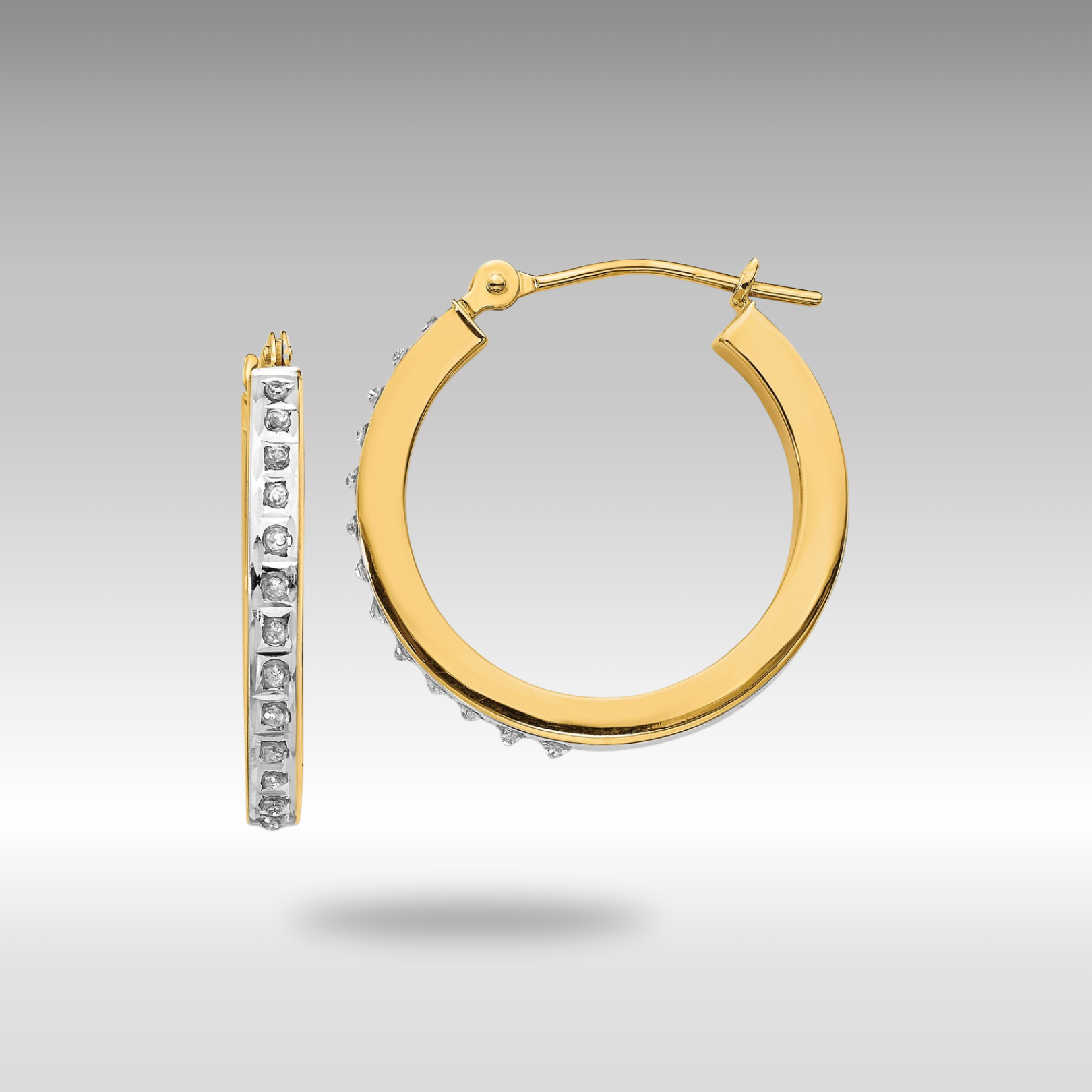 14K Gold Diamond Hinged Hoop Earrings for Women - Round Sparkling Stud Earrings for Everyday Wear & Special Occasions | Model DF230