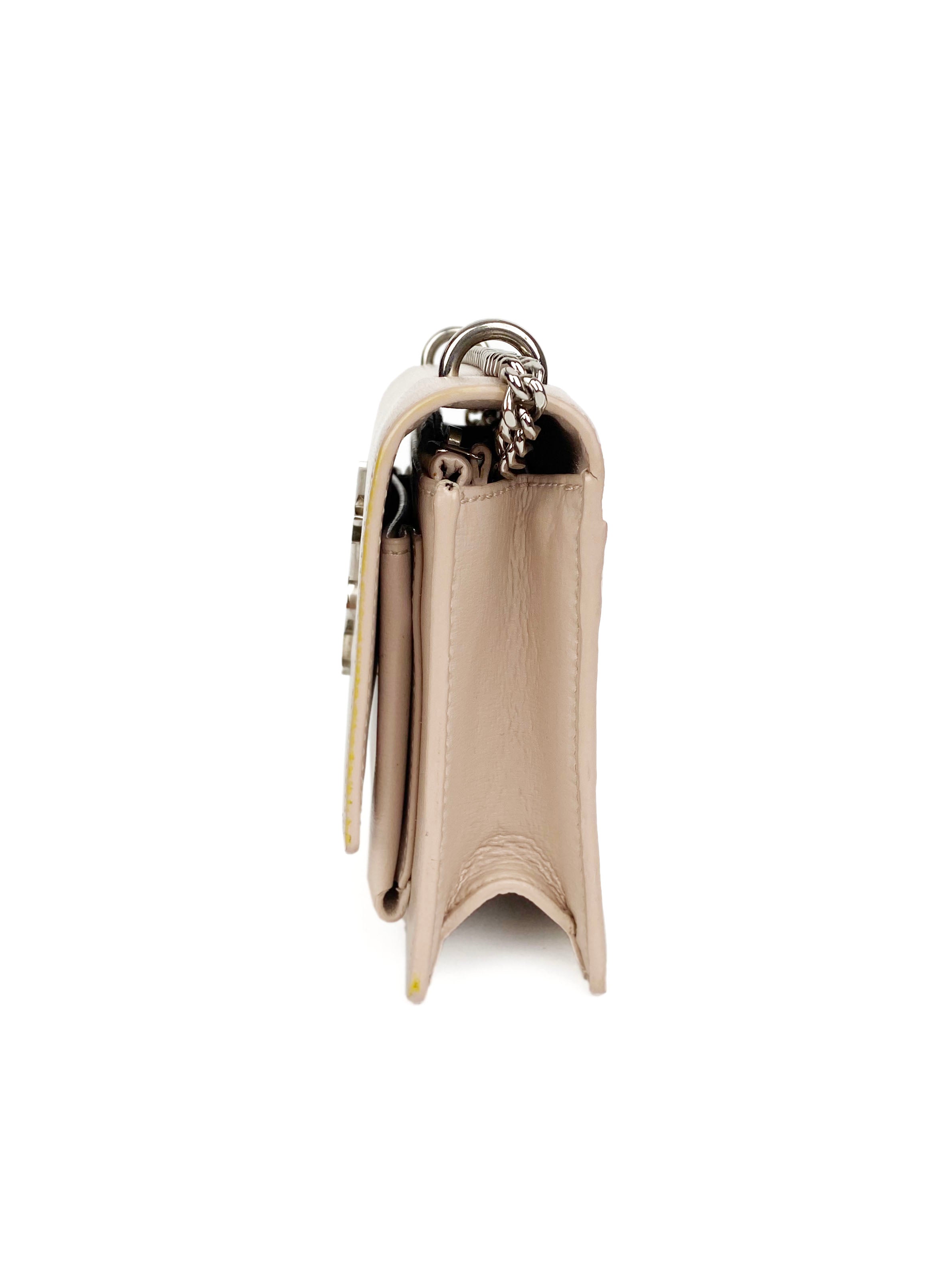 Saint Laurent Sunset Chain Wallet in Light Pink - Luxury Crossbody Bag for Women, Perfect for Evening Outings and Special Occasions