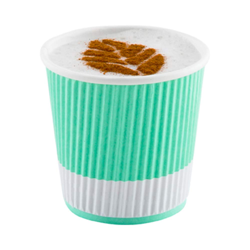 Restaurantware 4oz Ripple Insulated Coffee Cups - 500 Pack Double Wall Corrugated Paper Cups | Leakproof, Non-Slip, Recyclable Light Green Ribbed Design | Perfect for Coffee Shops, Offices & Catering Events (Lids Sold Separately)