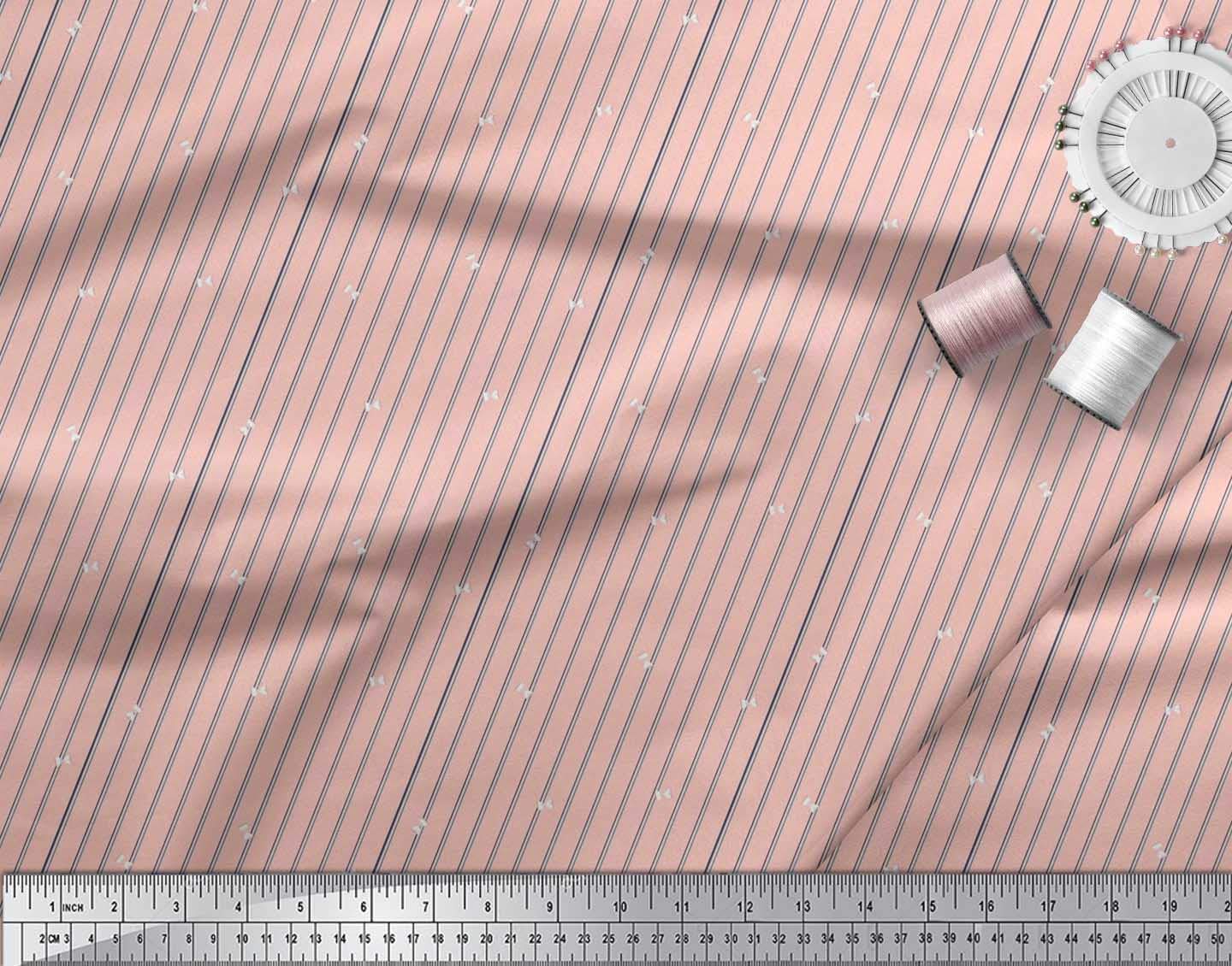 Soimoi Velvet Fabric - Striped & Sand Timer Print Shirting Decor Fabric - 58 Inch Wide - Perfect for Upholstery, Curtains, and DIY Home Decor Projects