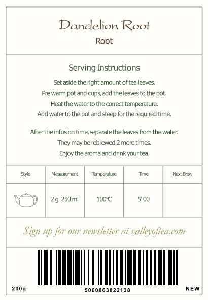 Organic Dandelion Root Tea - Taraxacum Officinale Herbal Tea for Detox & Digestion | Traditional Herbal Remedy | Perfect for Morning Wellness Routine & Evening Relaxation