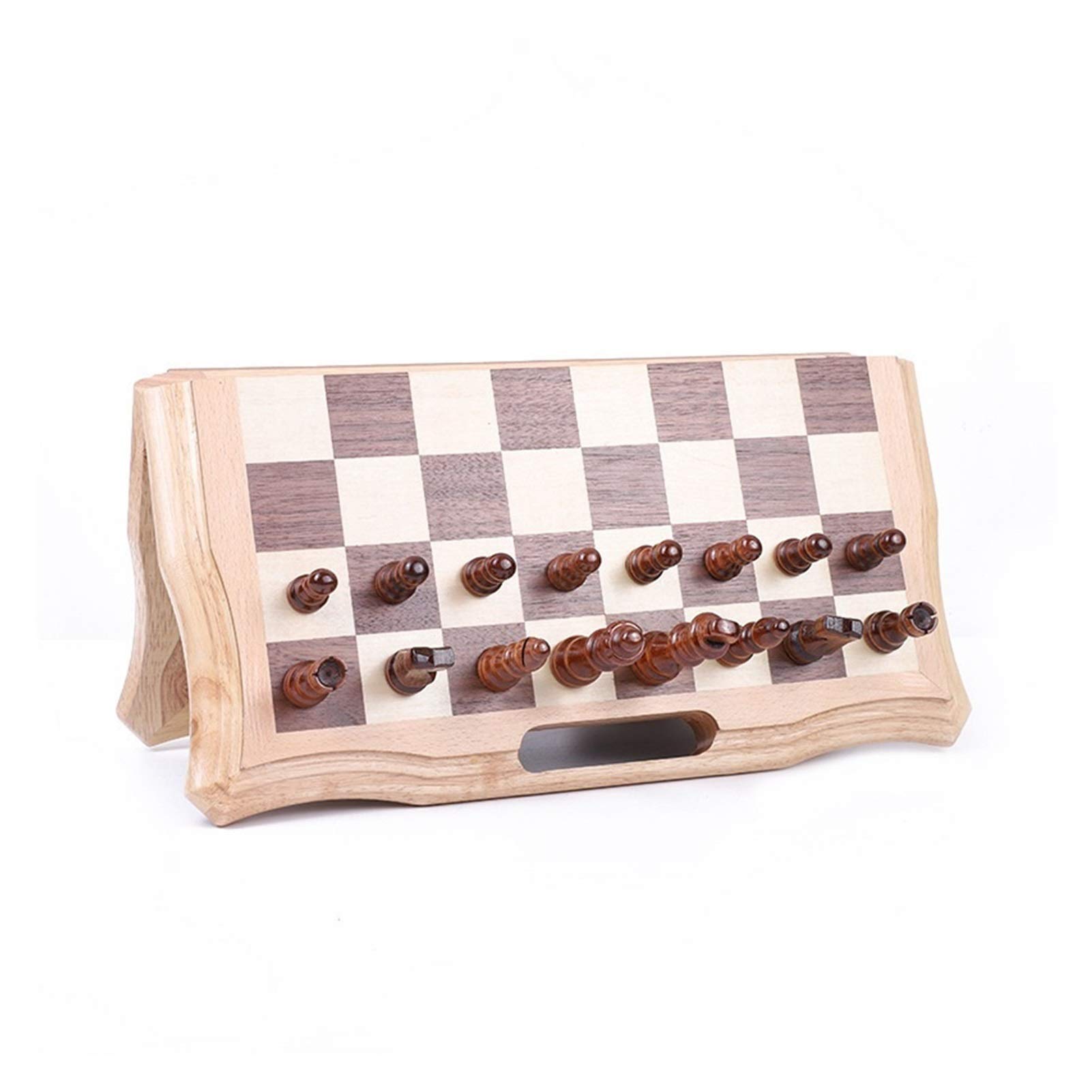 Hand Carved Wooden Chess & Checkers Set - Portable Folding Board Game with Modern Design - Perfect for Travel, Home Decor & Gift Giving