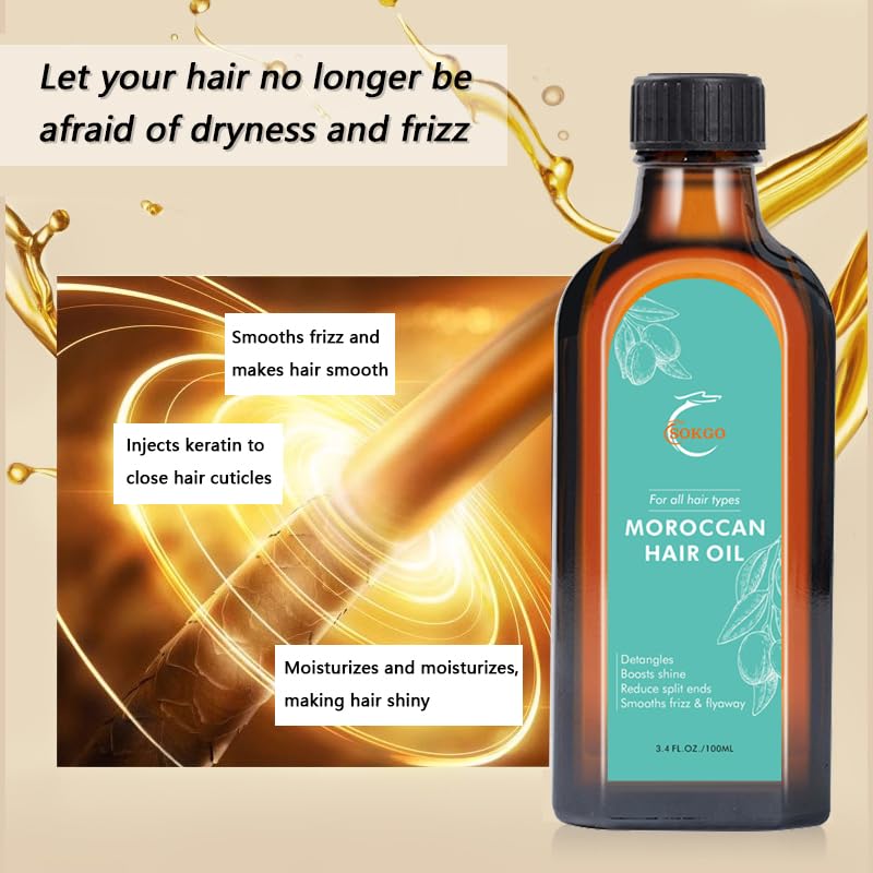Premium Moroccan Argan Oil for Hair - Deep Repair Treatment for Split Ends, Frizz & Flyaways | Extra Strength Nourishment for Dry, Damaged Hair | Perfect for Daily Hair Care & Styling