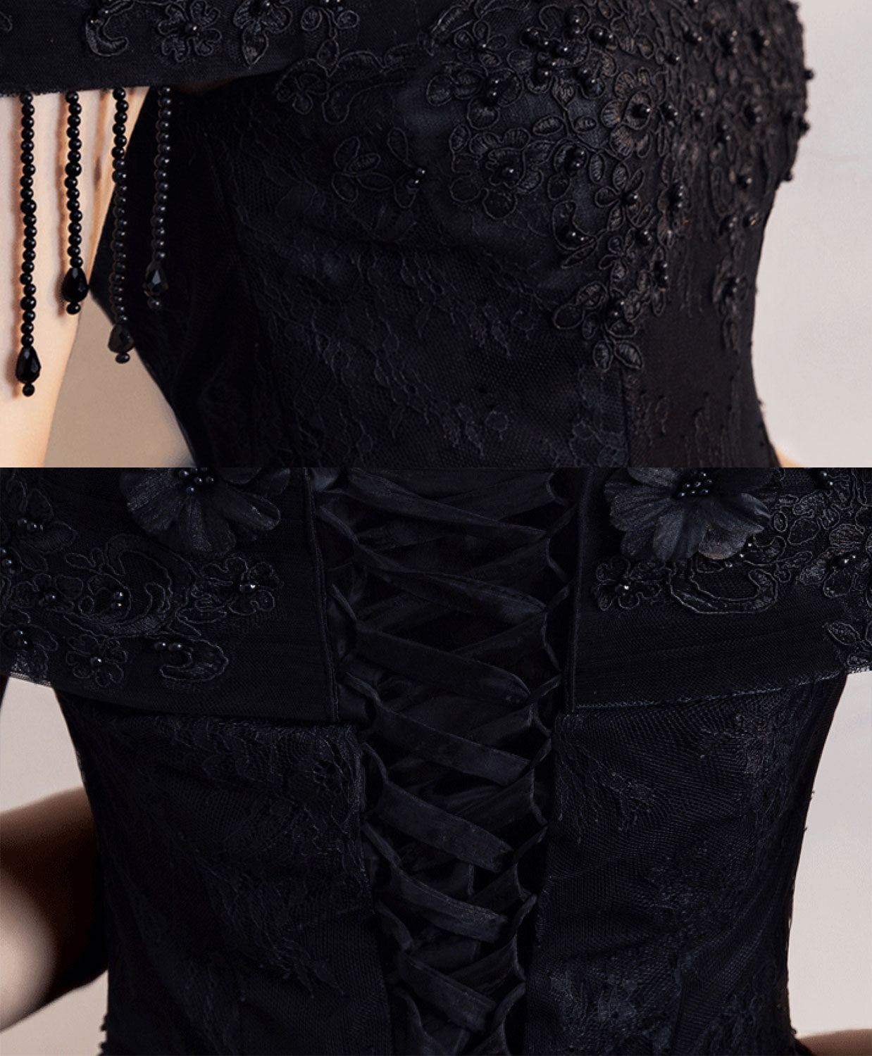 Elegant Black Off Shoulder Lace Tulle Long Prom Dress - Sexy Evening Gown for Formal Events, Homecoming, Wedding Guest & Special Occasions